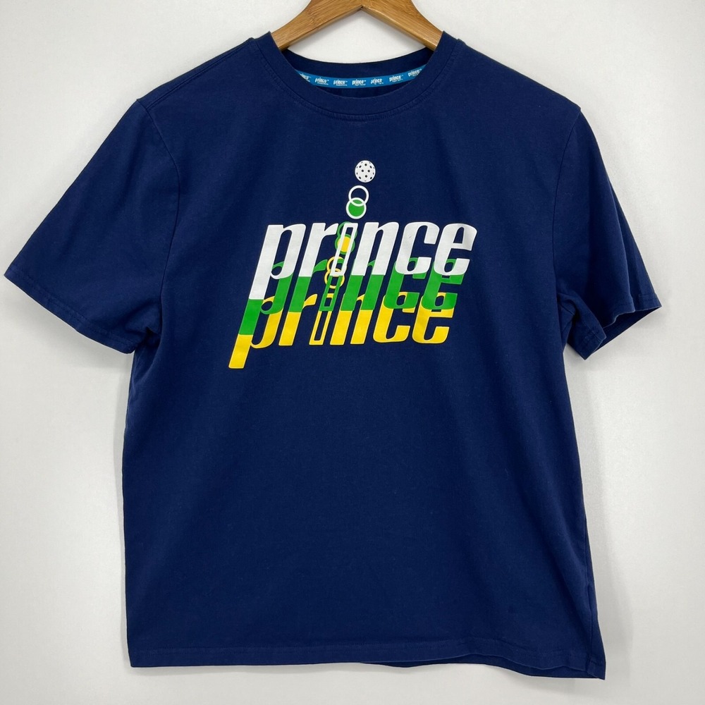 Prince Pickleball Mens Graphic T-Shirt Navy Blue Short Sleeve Size M